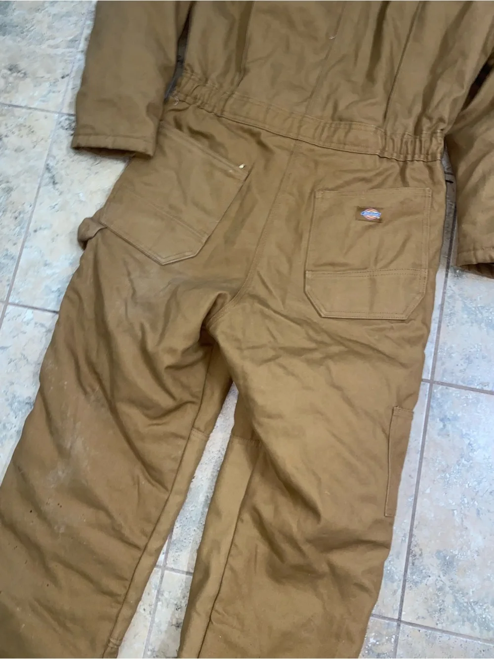 Dickies Insulated Durable Brown Grunge Workwear Water Resistant Coverall Size SR